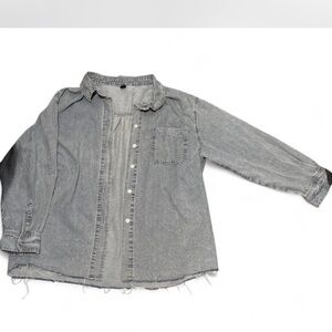 Gray Denim Button-Up Shirt